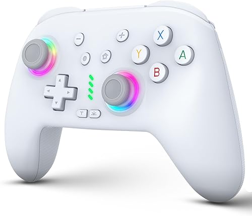 Vista 10 de ZRZLMVP Switch Controller Wireless for Nintendo Switch/OLED/Lite/Switch 2, 1000mAh Rechargeable Pro Controllers with 9 Colors LED Light, Switch Negro