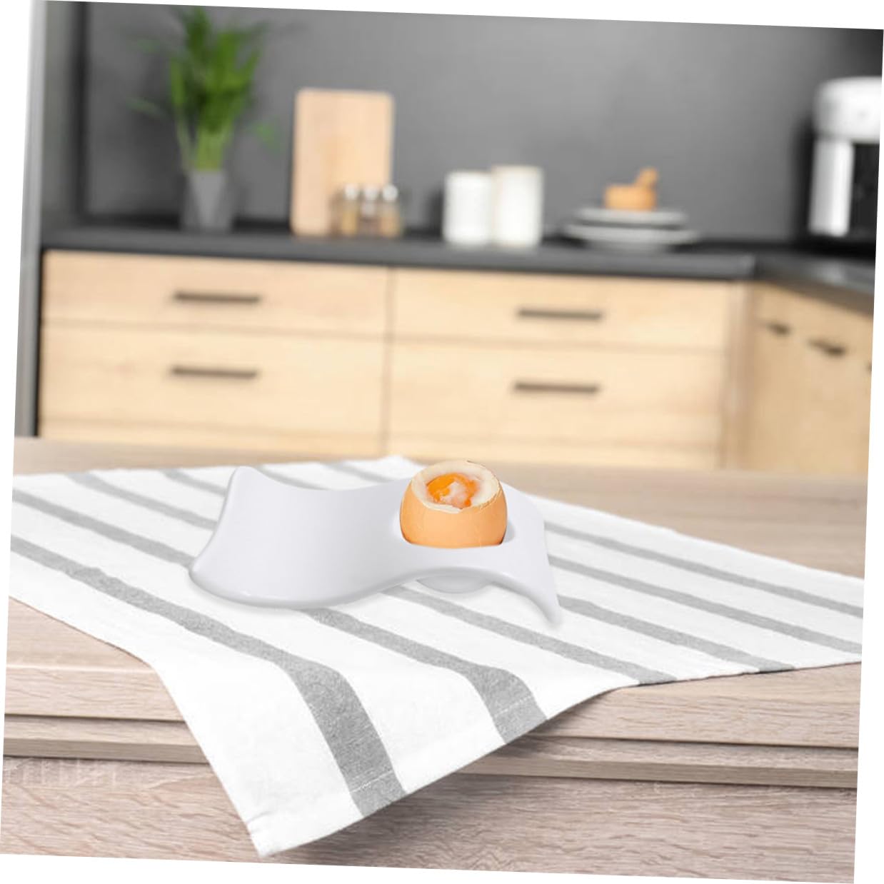 Baluue 6 Pièces Supports à Œufs en Céramique Blanc pour Petit-déjeuner, Coquetiers Pratiques Modernes pour Tenir Œufs Durs et Plateau de Service Élégant