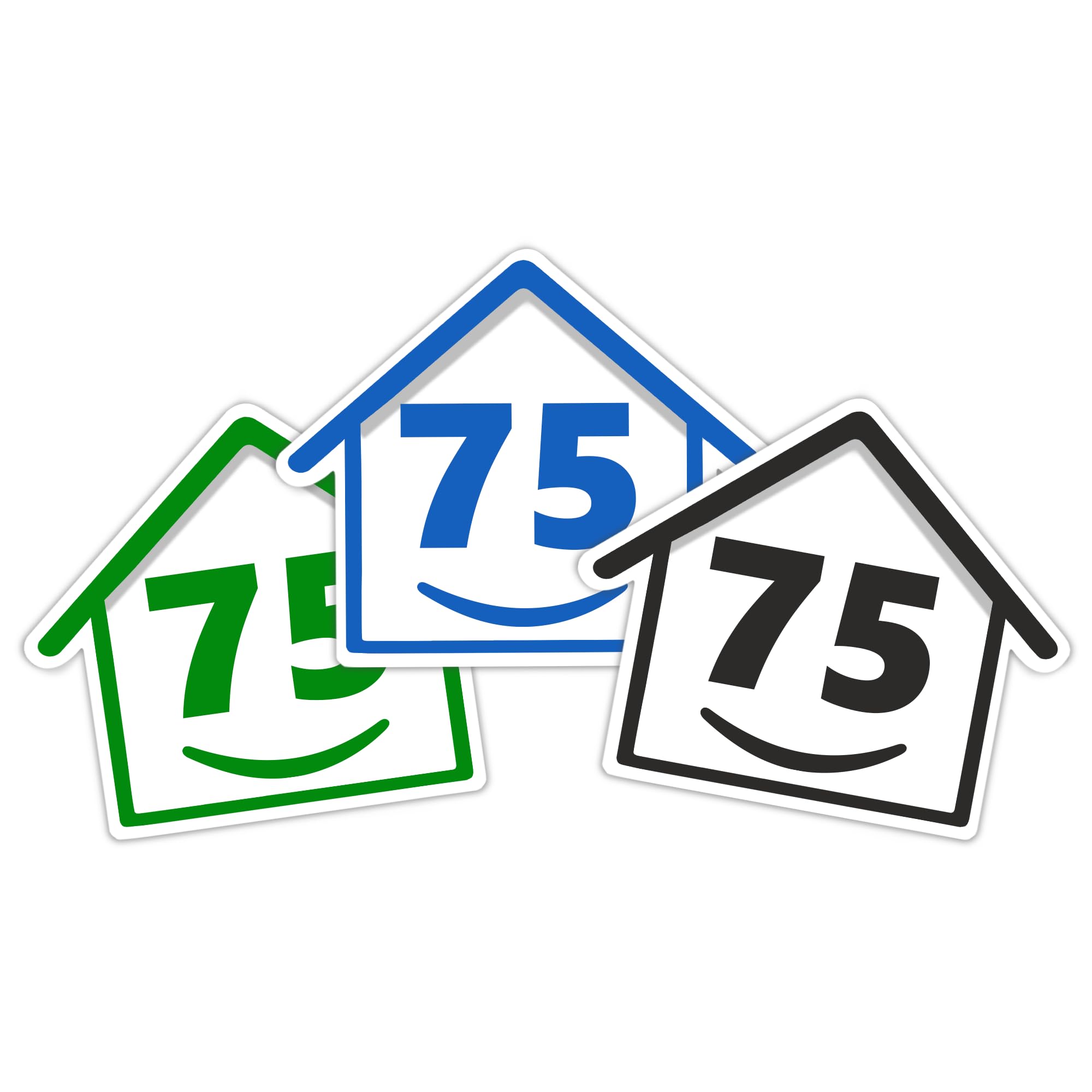 3 x Bin Numbers for Wheelie Bins, 1-99, 15cm ‘Happy House’ Colour Design Dustbin Stickers, Easy Application Stick On Number Stickers - Weatherproof Self Adhesive Vinyl – Blue, Black and Green (14) — view 78