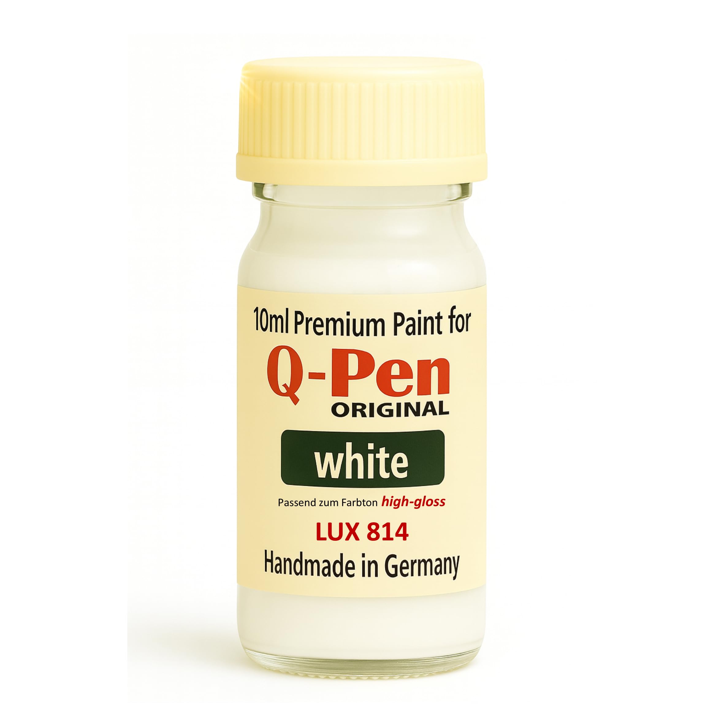 LUX 814 Weiss Hochglanz - Farbanmutung LACKSTIFT – Premium Möbelretusche – 10 ML – Handmade in Germany