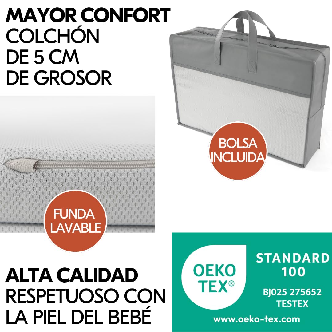 hauck Sleep N Play Center Set Cuna de Viaje Bebe – Teddy Grey | Con colchón, mosquitera, cambiador y elevador recién nacido | Parque infantil plegable y bolsa