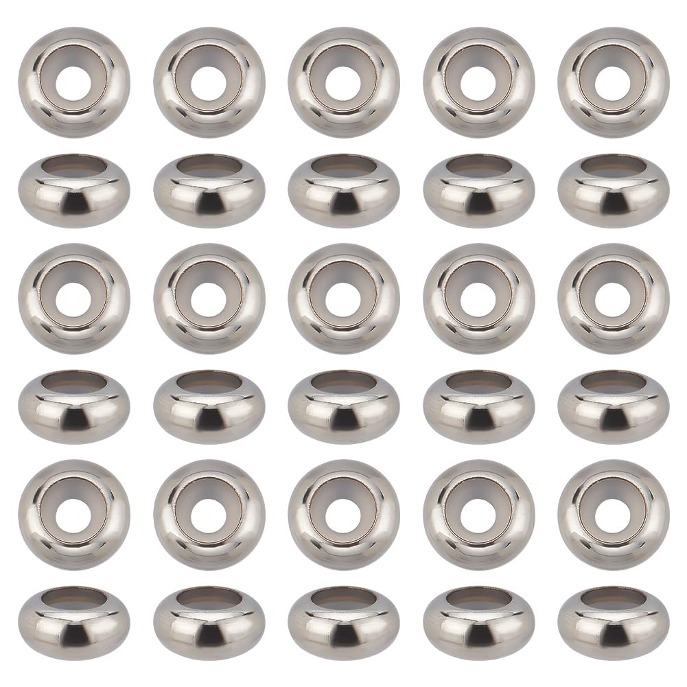 PH PandaHall 150pcs Perles Européennes En Acier Inoxydable 304 Perles à