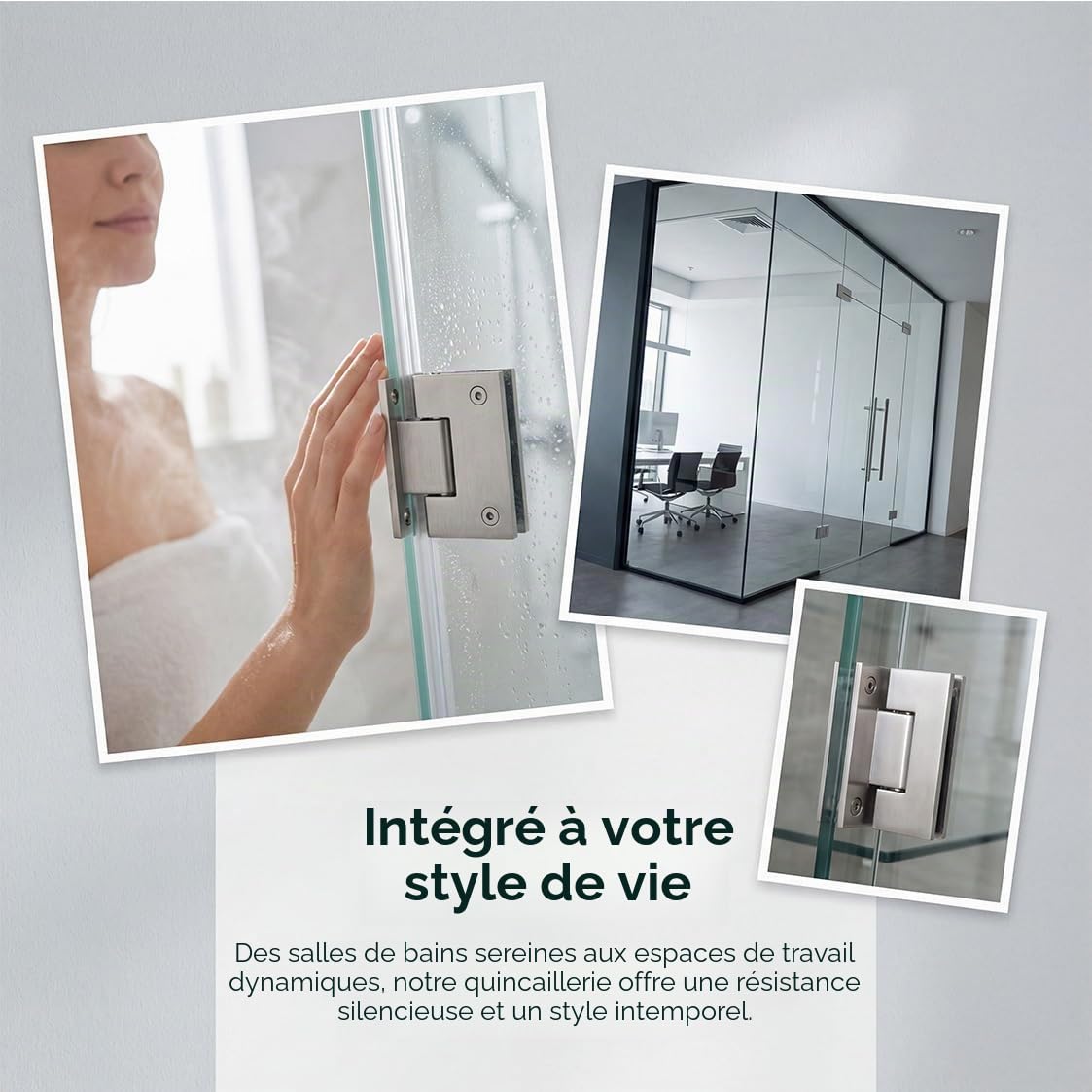 Armoires 2 portes robustes à 90 degrés, clips d'armoire, charnières de porte de douche en verre, pièces de rechange, mur à verre
