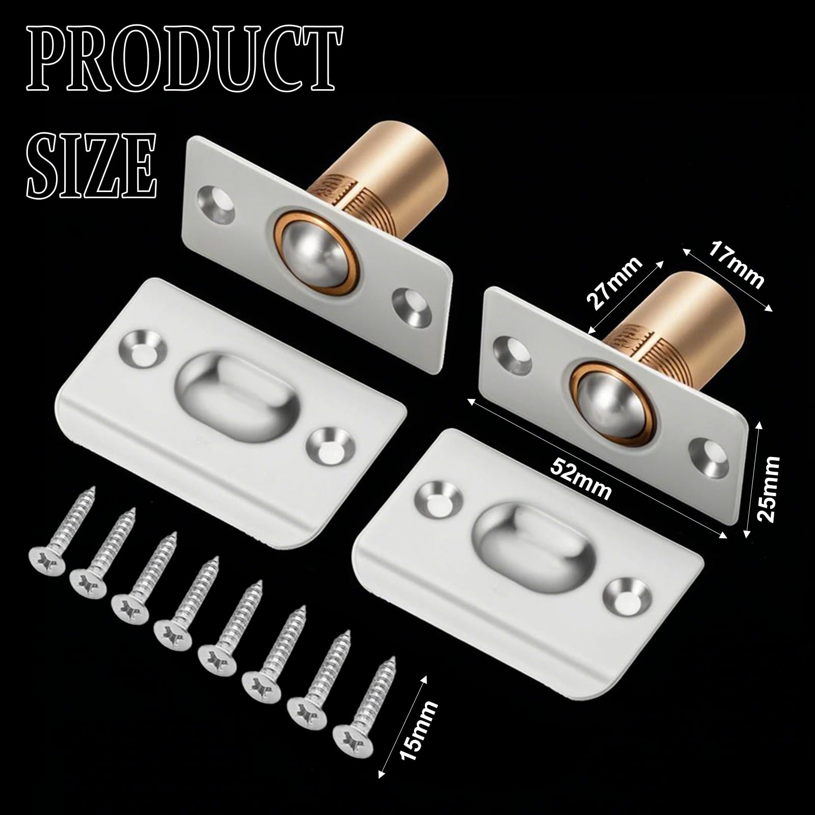 2 Pack Ball Door Catches for Internal Doors,Adjustable Door Catches Balls Hardware,Door Latches for Internal Doors Spring Catches for Pantry Door Latch Invisible Cupboard Closure - Image 2