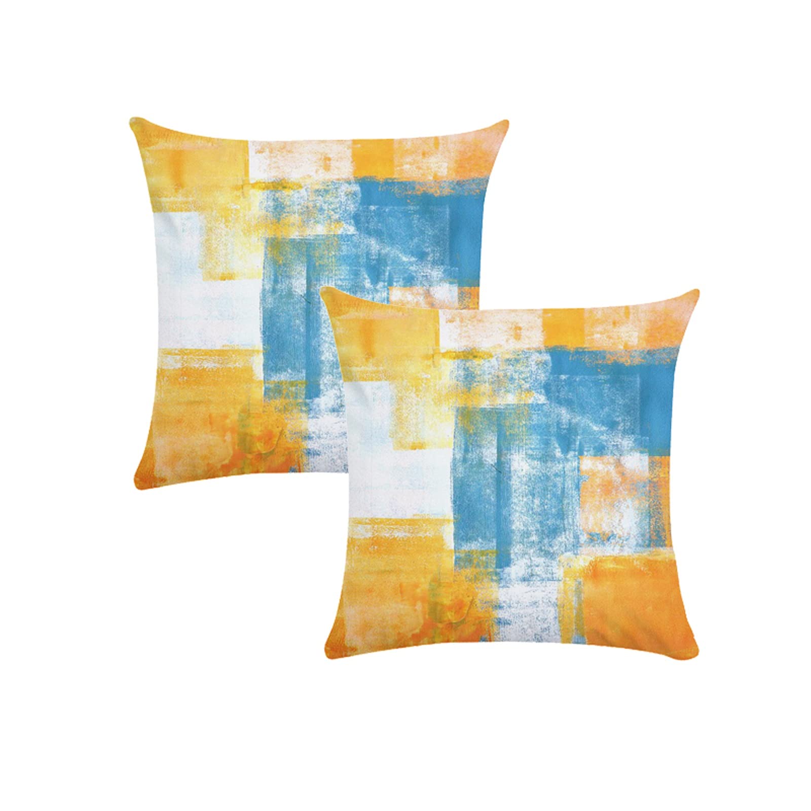 Willing Life Decorative Blue Orange Lumbar Throw Pillow Covers 18x18 Set of 2 Soft Abstract Art Painting Cushion Cover for Sofa Living Room Bedroom Car Home Patio Decor