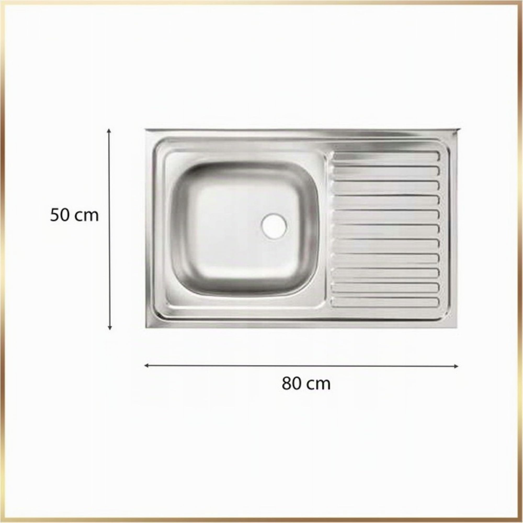Armoire d'évier de cuisine - 80 cm - Blanc - Avec égouttoir - Élastique - XXL - 46 cm de profondeur - Siphon - Passe au lave-vaisselle - Prêt à monter