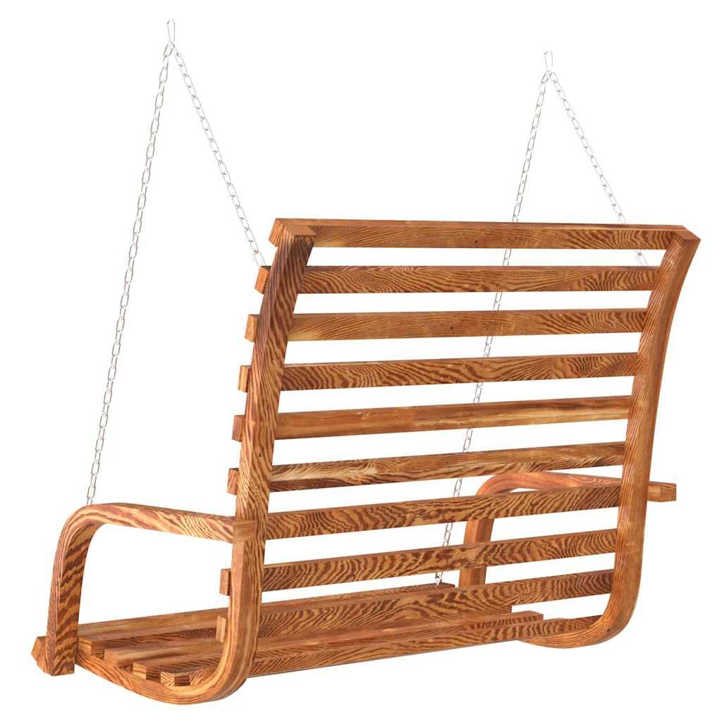Panca a Dondolo in Legno Massello Curvato Finitura Teak 126x63x92 cm