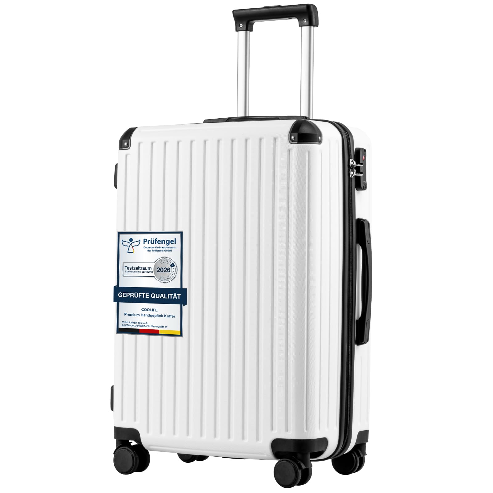 COOLIFE Koffer Trolley-Koffer Hartschalen-Koffer Rollkoffer Reisekoffervon ABS-Material mit TSA-Schloss Teleskopgriff und 4 Zwillingsrollen