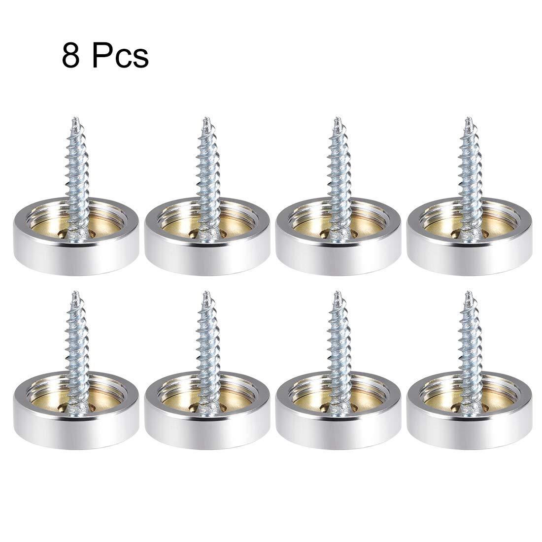 sourcing map Tornillos de Espejos, Tapas Decorativas Cubres Clavos, Acero Inoxidable Pulido 20mm x 6,8mm 8uds