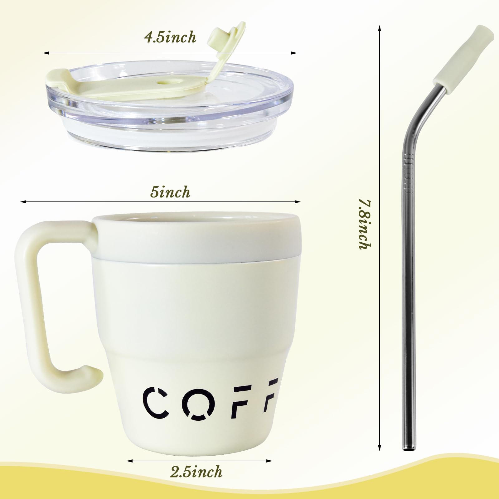 Taza de café aislada con asa, bonita taza de viaje de 14 onzas, vaso de café de acero inoxidable al vacío, taza de hielo para mantener las bebidas calientes o frías para camping, oficina y regalos de