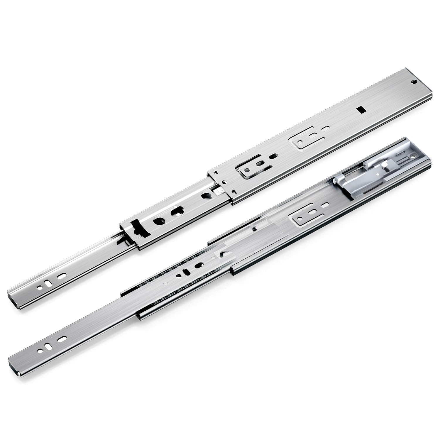 Guide per cassetti completamente estraibili, 250 mm, 45 kg, chiusura ammortizzata, 4 paia | Acciaio zincato, guida con cuscinetti a sfera, montaggio laterale, per cucina, comò e officina