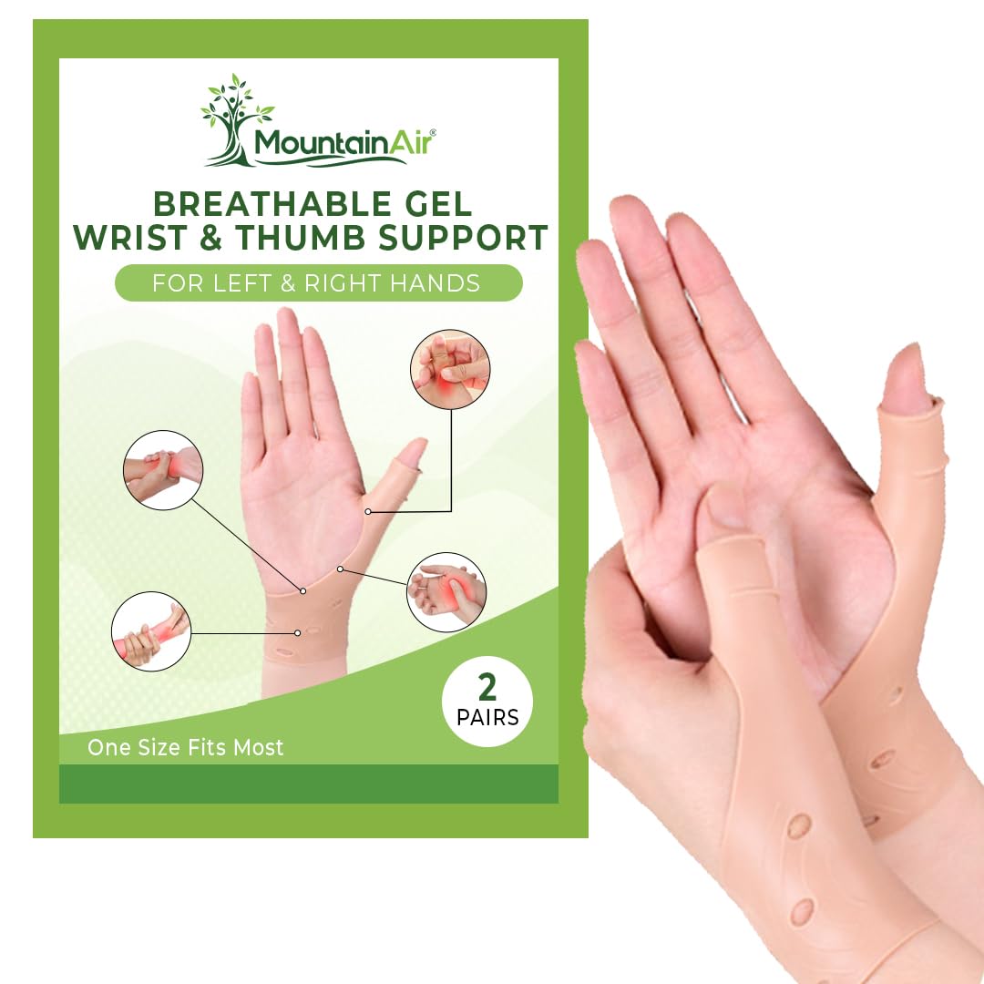 Sponsored Ad - MountainAir Gel Thumb Braces (4 Pcs) – Waterproof and Unisex Wrist Brace With Thumb Support- Hand Brace for Arthritis Pain– Super Soft & Comfortable – Made With Latex Rubber (Light Brown).