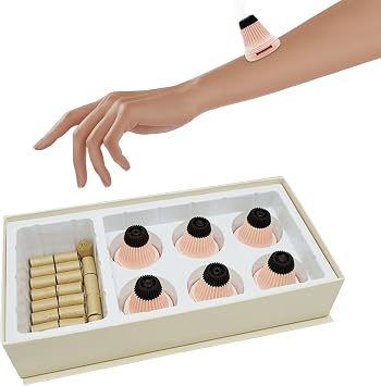 Moxibustion Kit Portable Smokeless Mugwort Moxibustion Moxa Box Round Shape Burner 6 Pack Portable Safe Home Moxibustion Boxes and 60 Rolls Small Moxa Sticks for Soreness Relieve camel color