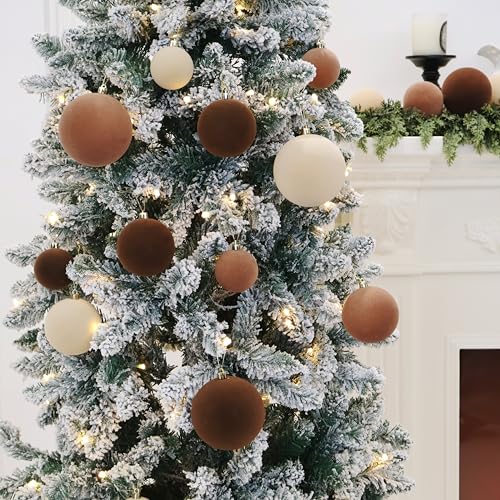 Image of 20 pcs Velvet Ornaments for Christmas Tree, 2.36 inch Flocked Christmas Balls Set Assortment for Xmas Tree Holiday Decor Multicolor