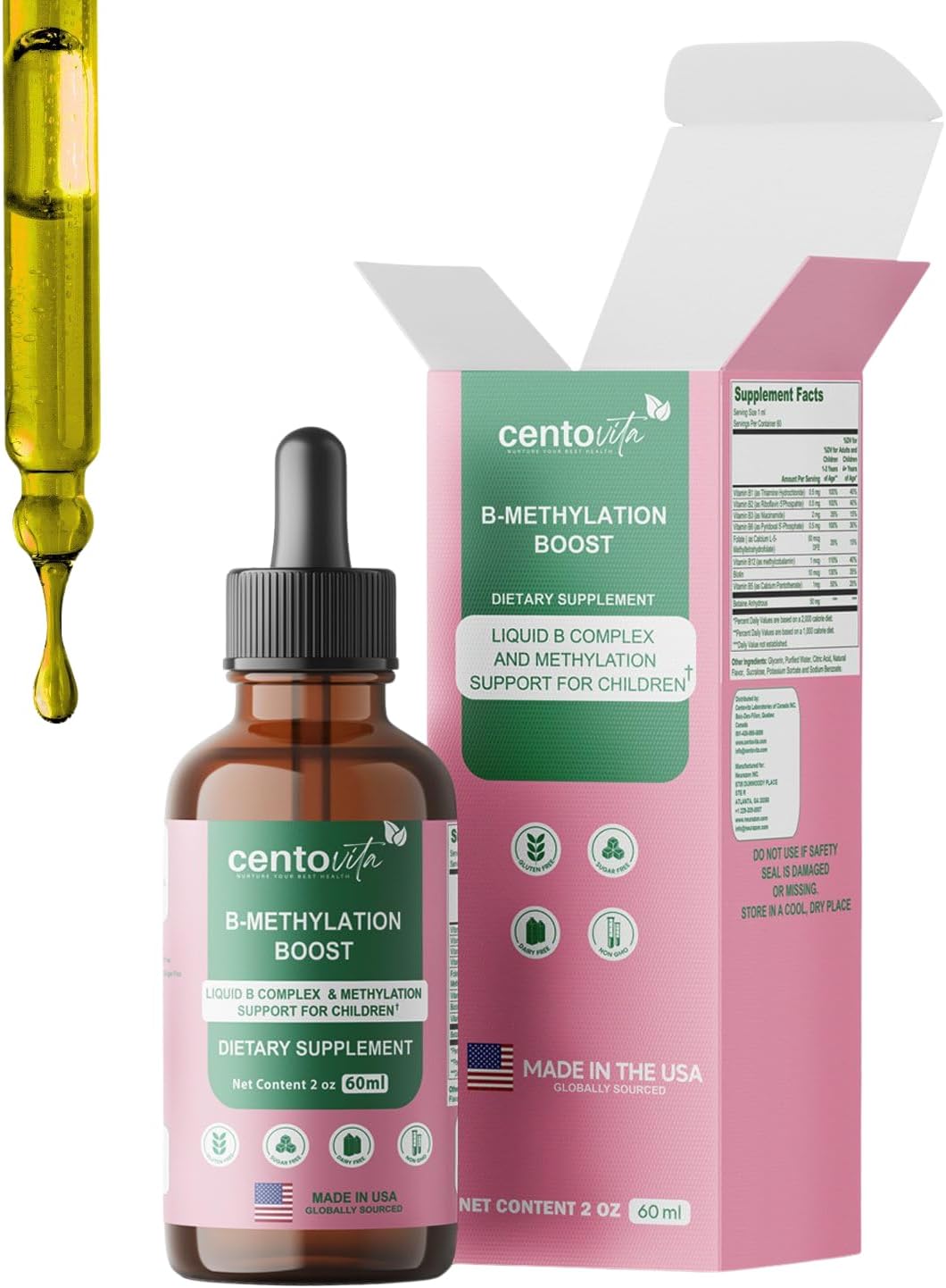 B-Methylation Boost: Liquid B Complex and Methylation Support for Children – Nutritional Supplement for Healthy Growth and Development – Natural Berry Flavor – 60 Servings (2 fl oz)