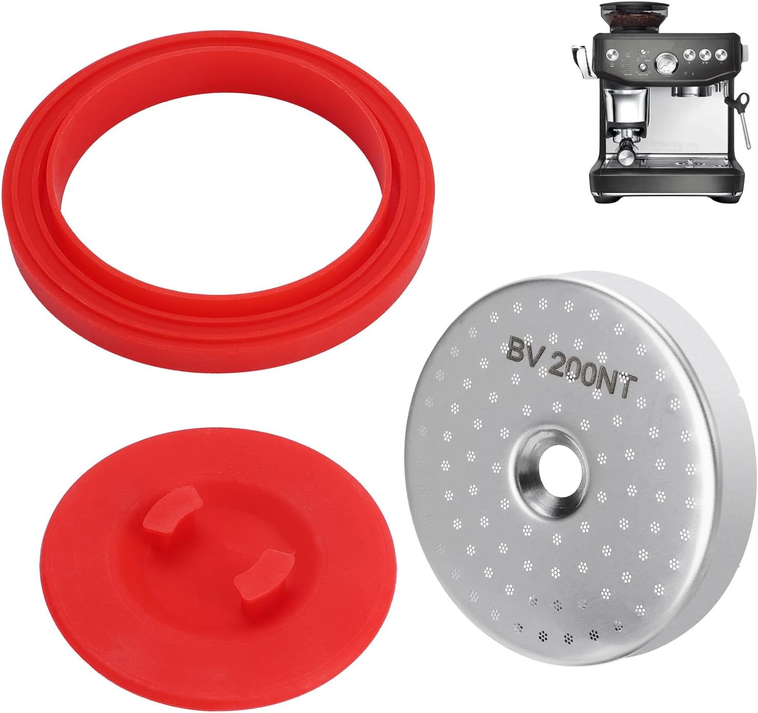 54mm Shower Screen & Gasket Set, 3Pcs | Silicone Gasket & 200NT Fine Mesh Stainless Steel Shower Screen & Backflush Disc, Leak-Proof Seal, Restores Brew Pressure