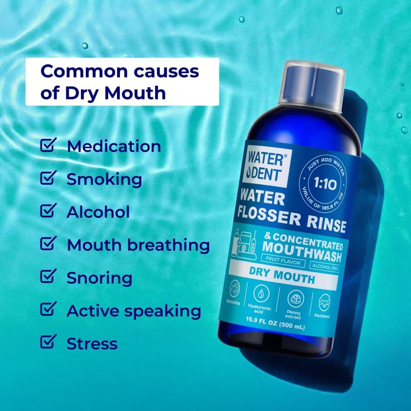 Concentrated Irrigant and mouthwash Dry Mouth | Add to Water Flossers | Fruit Flavor | When dilluted 16.9 fl.oz = 186 fl.oz | Alcohol Free, Fluoride Free. Made in USA (Non-Medical) WATER DENT - Image 8