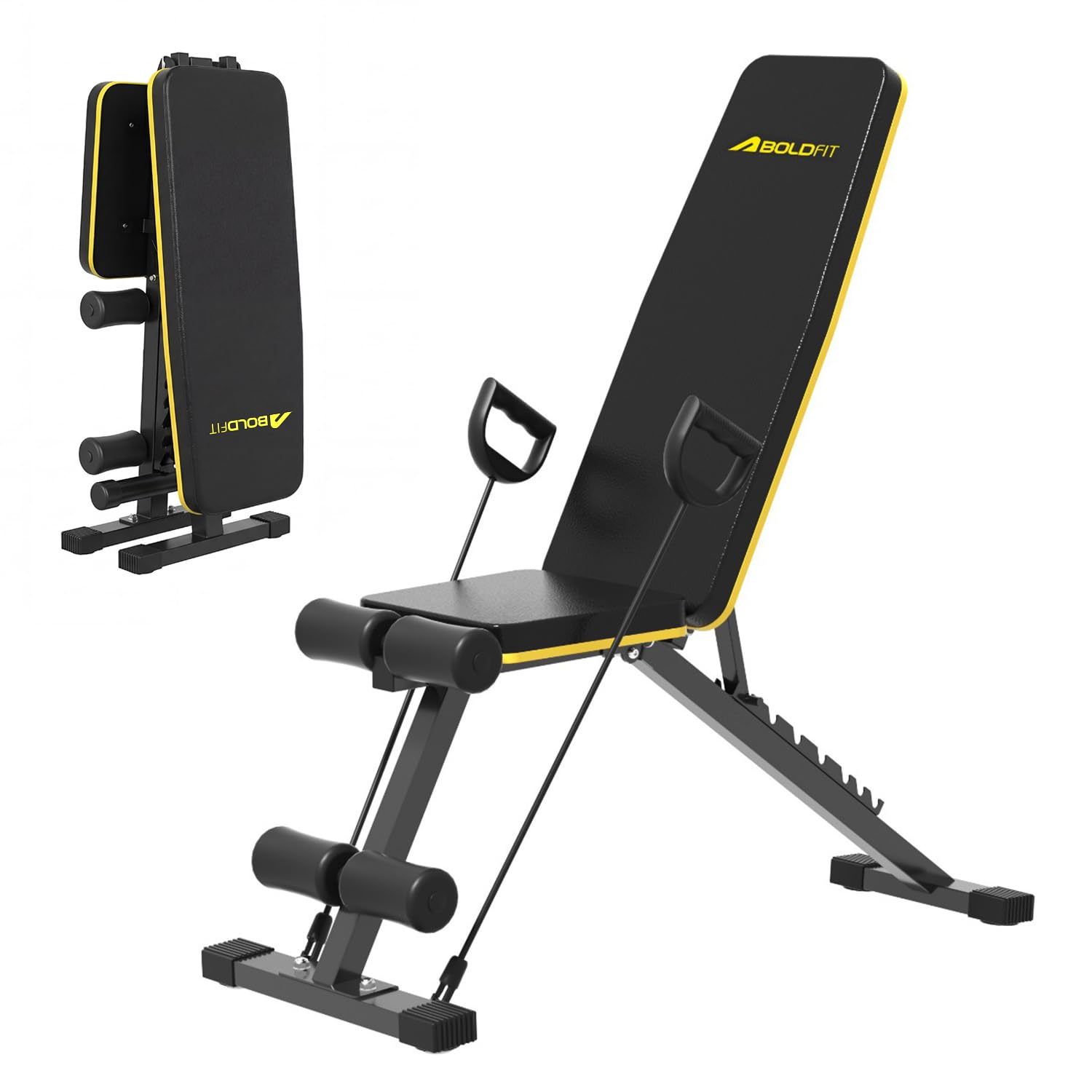 Boldfit Premium ProLift Adjustable Gym Bench 250kg Load Capacity with Resistance Ropes Heavy Duty Steel Foldable Home Gym Equipment Incline Decline Flat Press & Multipurpose Exercise Bench, Black-image-41