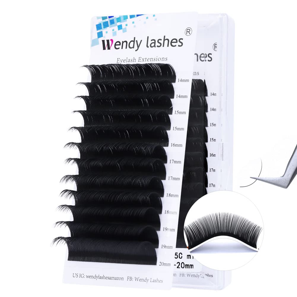 Classic Eyelashes D Curl 0.15mm 14-20mm Mixed Tray Classic Lash Extensions Semi Permanent Russian Individual Eyelashes(0.15-D-MIX(14-20))