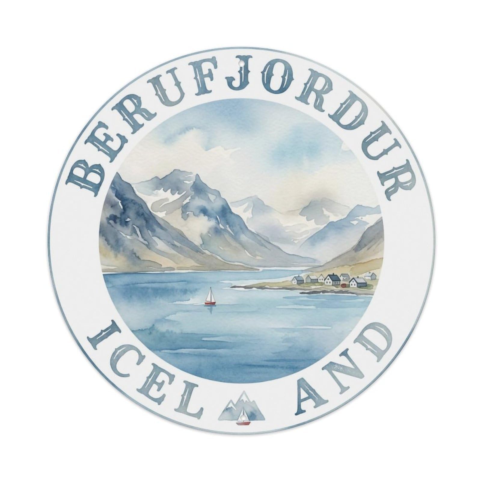 Vintage Travel Berufjordur Iceland Eastern Metal Tin Sign