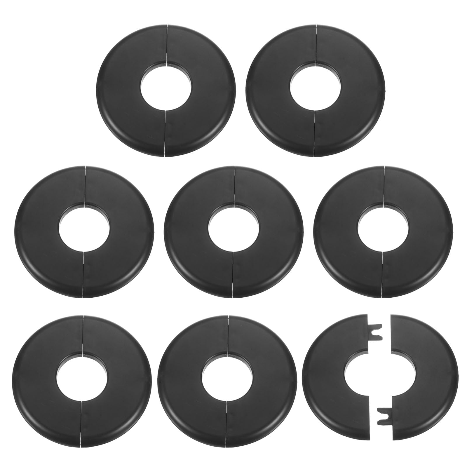 Placas de cubierta de fontanería de 33,5 mm brida dividida ABS negra para tubos de agua de baño