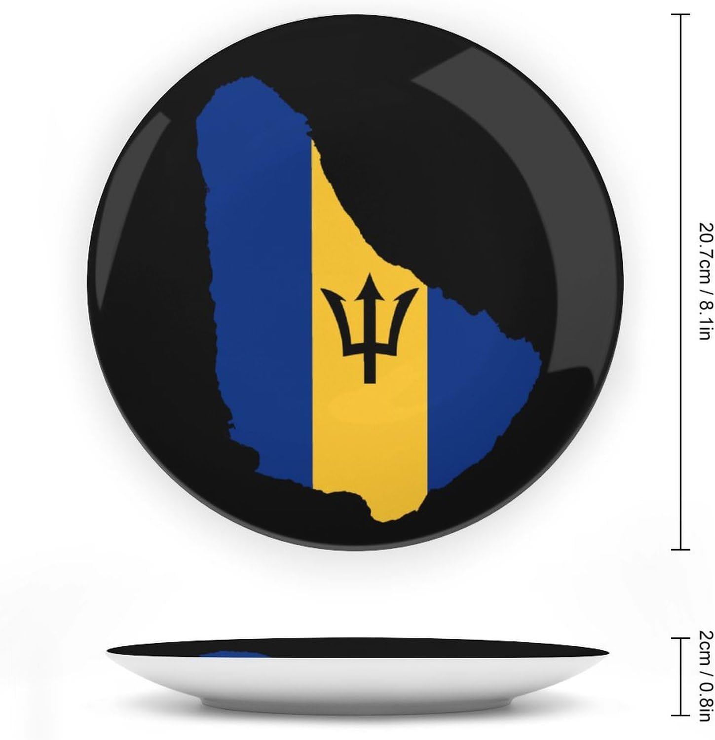 Flag Map of Barbados Bone China Decorative Porcelain Plates Dinnerware Ornaments