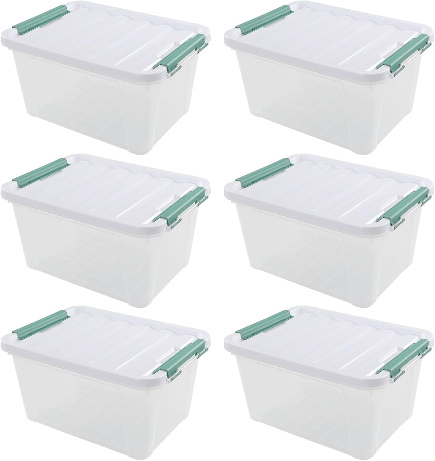Innouse 6 Pack Plastic Latch Storage Box, 20 Qt Storage