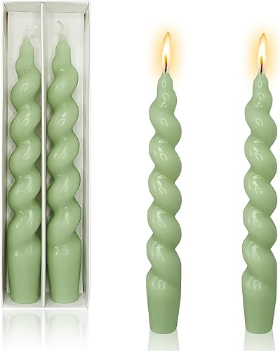 Velas cónicas en espiral verde  Velas cónicas cortas de 7 pulgadas, velas torcidas sin perfume para decoración de mesa de cena, fiestas, bodas,