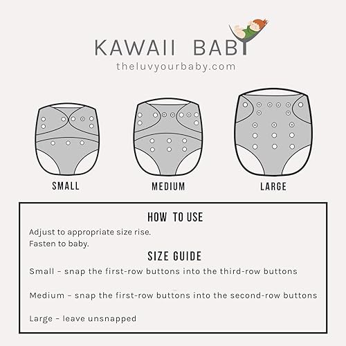 Miniatura 5 de 12 pañales de tela Kawaii HD3 talla única para bebé + 24 insertos súper absorbentes de 8 a 36 libras unisex, el mejor pañal de tela para guardería