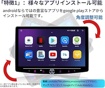 Amazon.co.jp: Pirara 10インチ 1DIN Androidカーナビ 画面角度調整