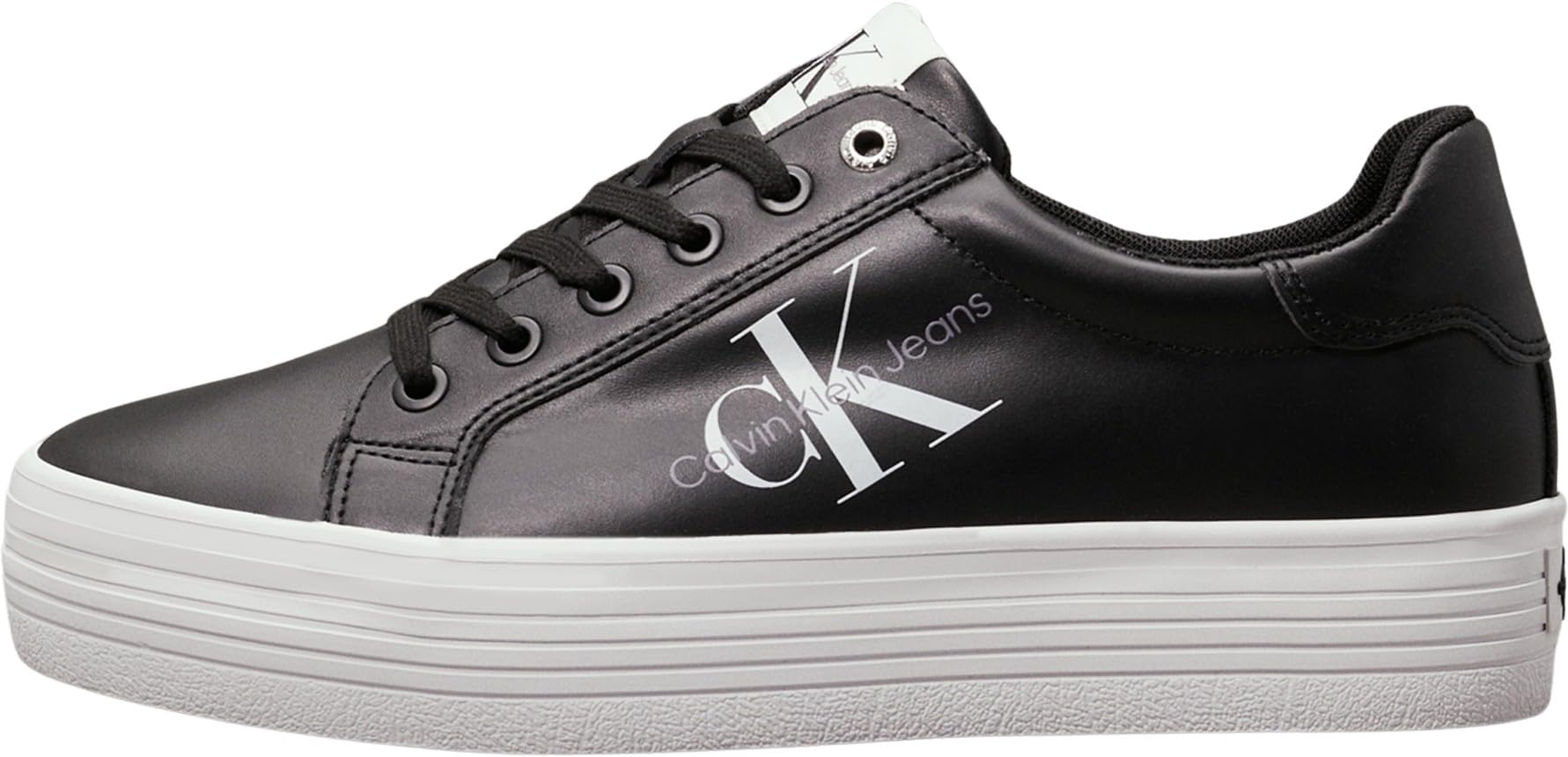Calvin Klein Women Vulcanised Trainers Vulc Flatform Laceup Low LTH Platformw, Black (Black), 3