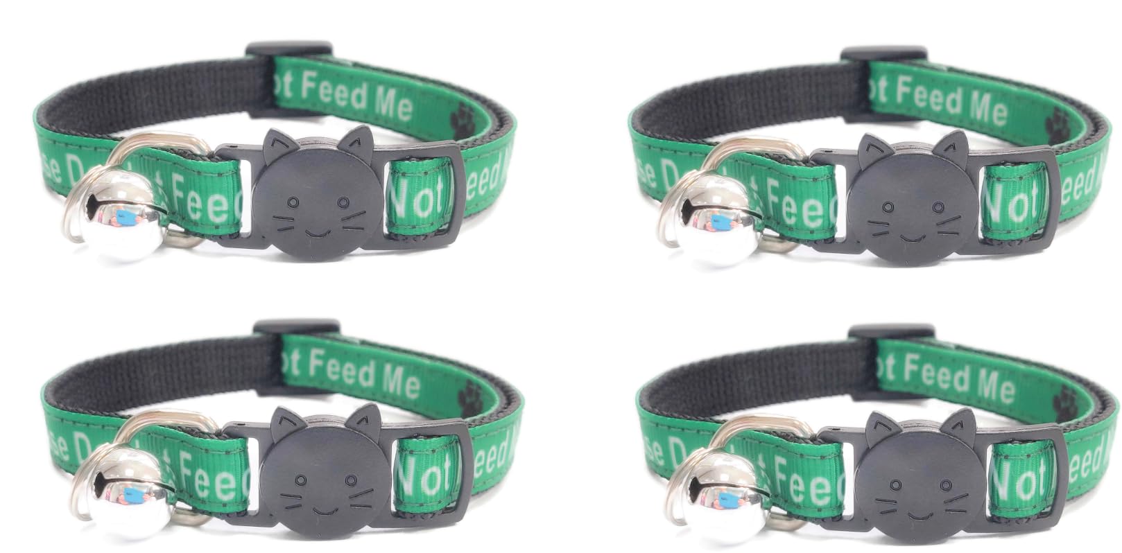 Worded Cat Collars - Please Do Not Feed Me, I Am Microchipped, Multicolour, Pack of 4