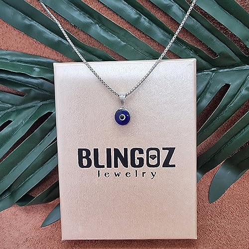 925 Sterling Silver Thick Popcorn | Round Cube Chain Evil Eye Necklace | Available in Gold or Silver | 18+2 Inch Adjustable Chain4