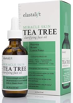 Elastalift Tea Tree Oil Facial Spot Treatment W/Witch Hazel Clarifying Tea Tree Oil For Face Helps Target Redness, Acne, Bumps, Dry Itchy Skin, & Large Pores. Non-Irritating Formula, 1.8 Fl Oz