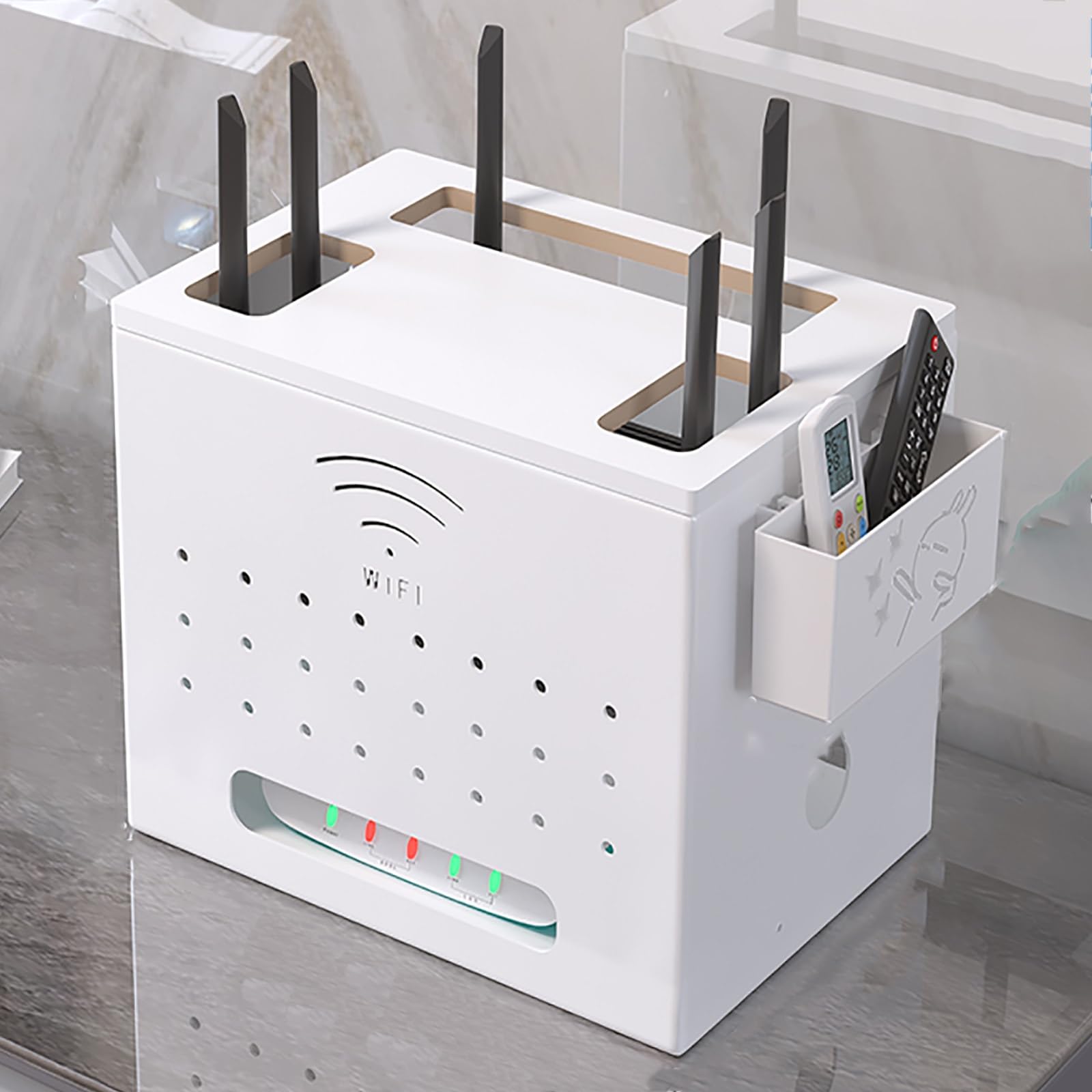 Router Armadio, Router Box, Wlan Box Nascondendo, Wlan Box Montato a Parete, Scatola per Cavi che non Blocca il segnale, Adatto per Doggiorno, Ufficio, Bianco