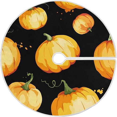 Watercolor Pumpkin Thanksgivin Treeskirt, Fall Xmas Tree Decor, Christmas Tree Skirt Modern, Cozy Christmas Decor