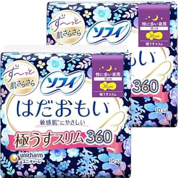 生理用ナプキン　はだおもい　極うすスリム　特に多い夜用　360 (36cm) Amazon | ソフィ はだおもい 極うすスリム 特に多い夜用 40cm 羽