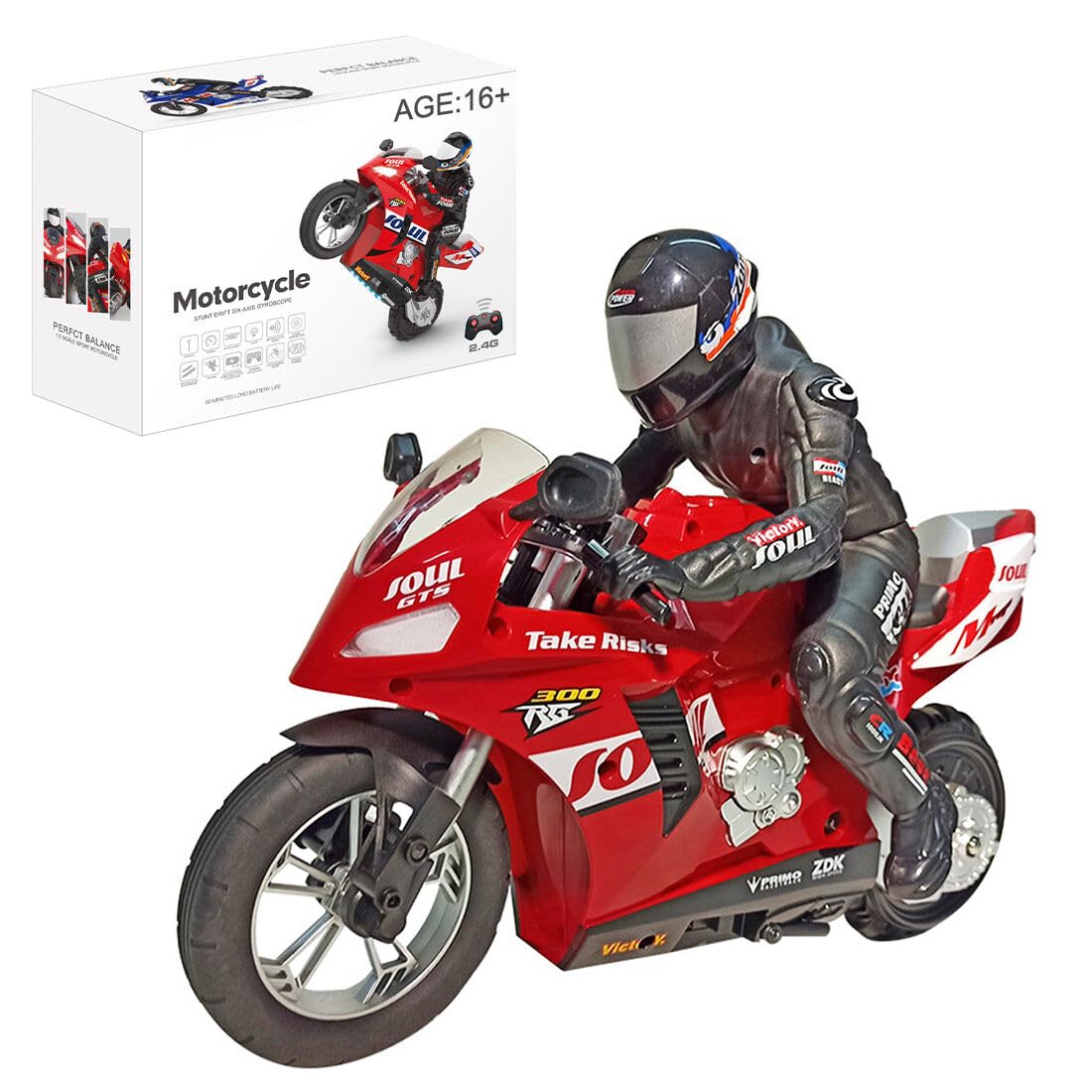 RC Electric Motorcycle, 1/6 Scale 2.4GHz RC Dual-Motor Two-Wheel Self-Balancing Motorcycle Model with Six-Axis Gyroscope Motor Model
