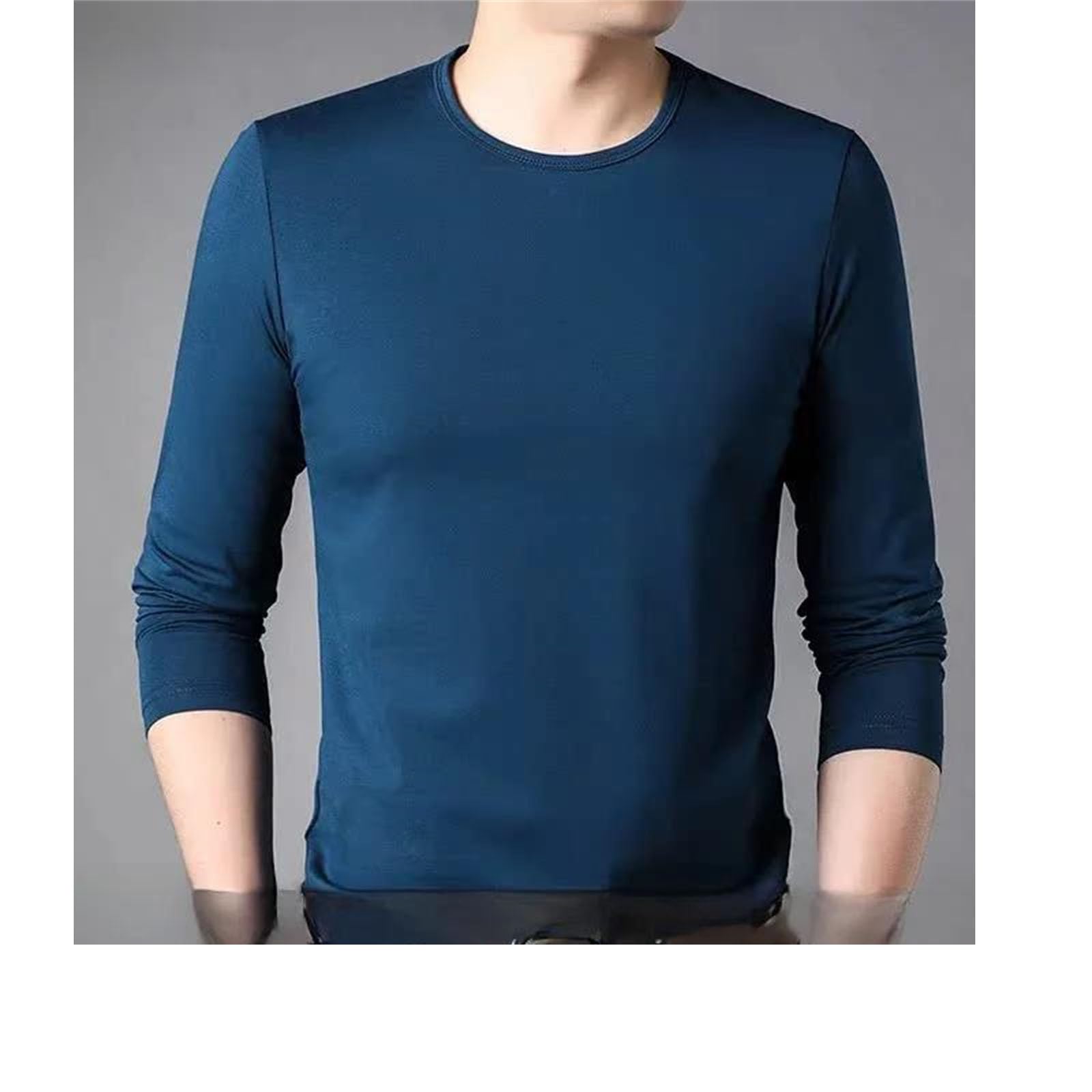 Camiseta de algodón de manga larga para hombre, casual, holgada, cuello redondo, estilo urbano, cómoda, para uso diario