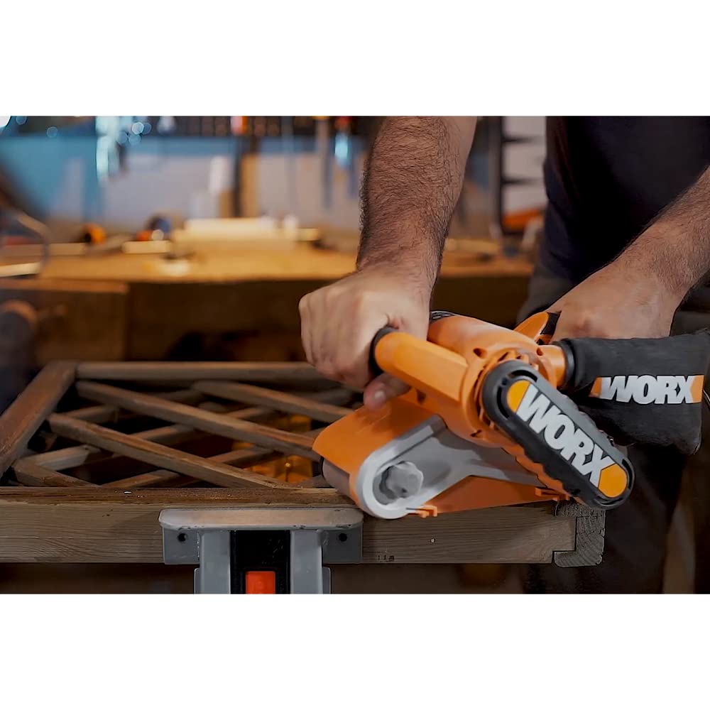 WORX Lijadora de Banda 950W | WX 661.1 | Superficie de lijado 76 x 130mm, sistema de autocentrado, cambio rápido de banda
