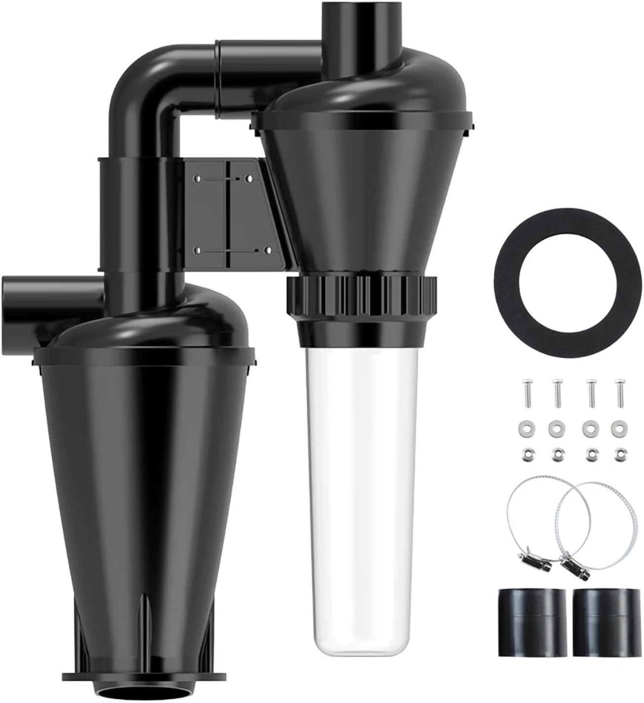 Double Filtration Cyclone Dust Collector 50mm 2inch DIY Turbocharged Woodworking Filter Industrial Separator Collector Canister (Color : A Set of Filtration)