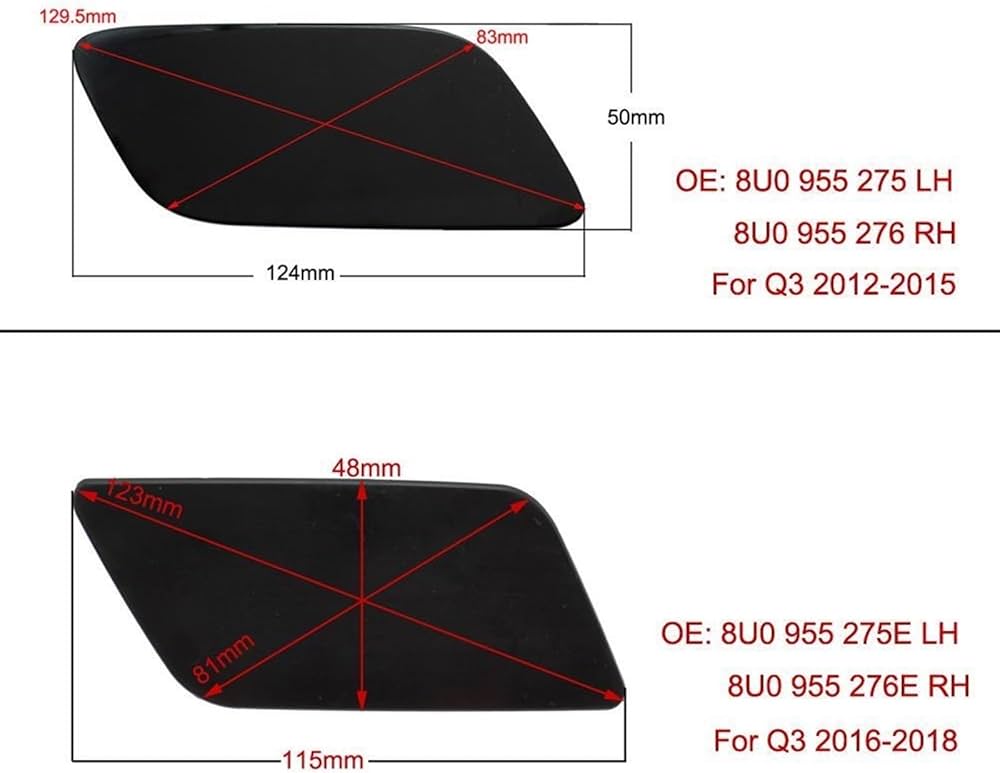 NEGRO Couvercle De Rondelle De Phare De Pare-chocs Avant, Bouchon D'eau