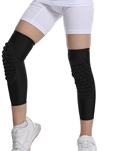 Rodilleras de compresión de fútbol juvenil con rodilleras protectoras de baloncesto para voleibol y lucha libre, color negro, 7-8 años