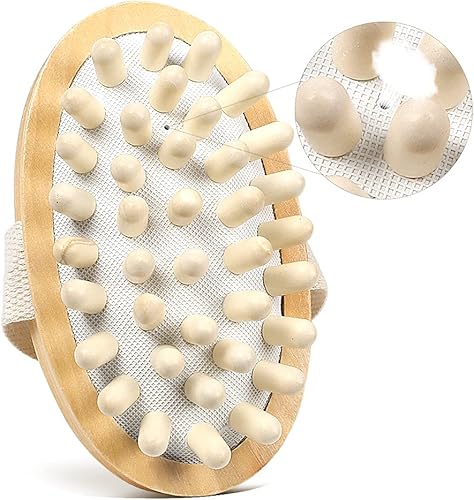 Miniatura 5 de ZEPOHCK Cepillo de masaje corporal de madera natural, masajeador de mano, reducción de celulitis, cepillo de masaje de drenaje linfático, masajeador