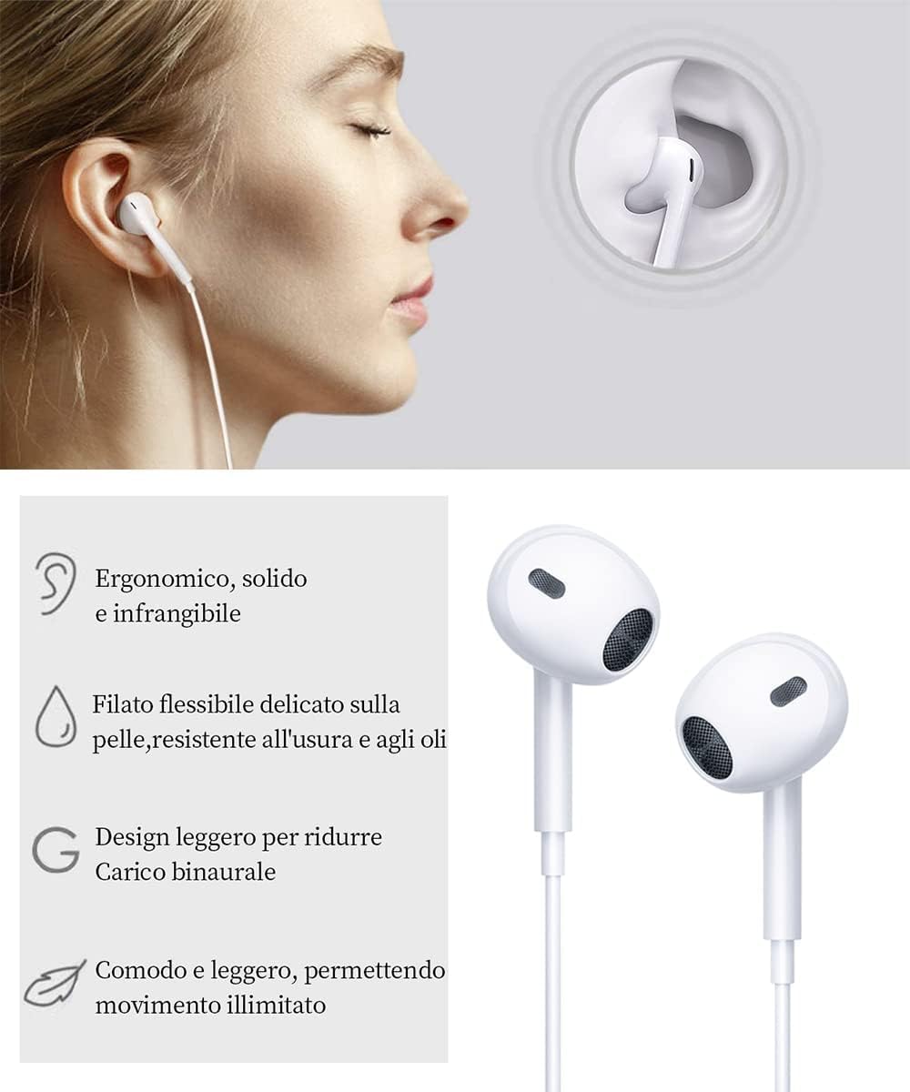 Bivvclaz Écouteurs Filaires Intra-Auriculaires, antibruit filaires stéréo HiFi avec Micro et contrôle du Volume intégrés compatibles avec iPhone 14 Pro Max/14 Plus/13 Pro/13/12/11/XR/XS/X/SE/7