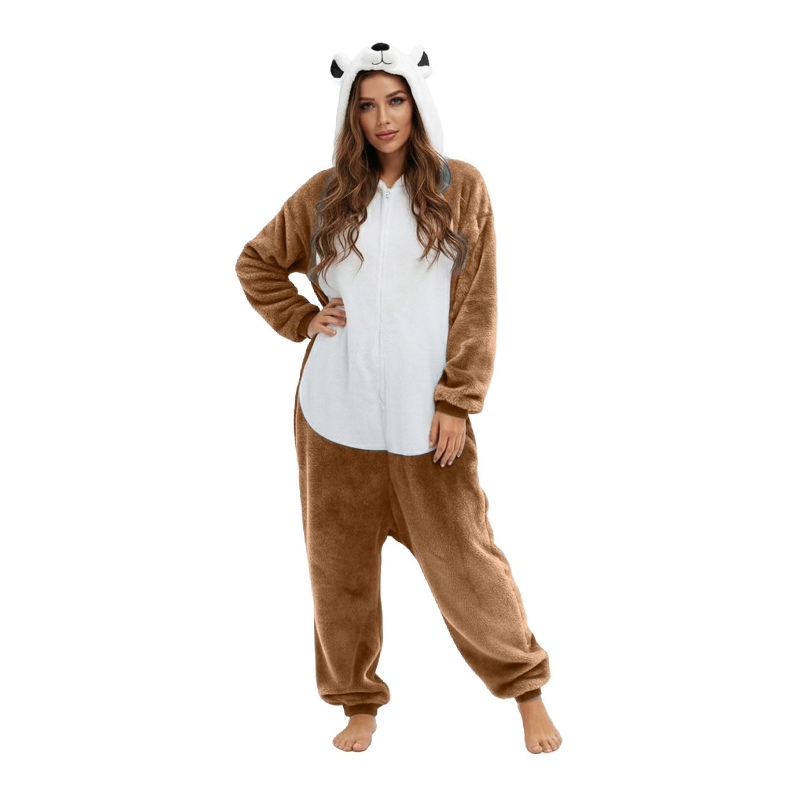 FaschingskostüMe Damen Lustig, Motiv Kapuzenoverall Pyjama Cosplay KostüM FüR Erwachsene Mit Passenden Hausschuhen Perfekt FüR Partys Events
