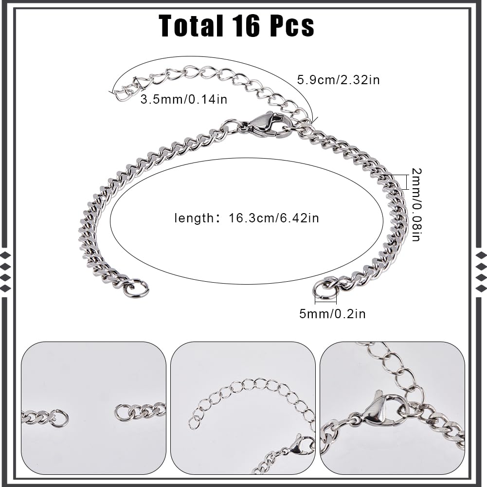 SUNNYCLUE 12-Pack Gold Paperclip Chain Bracelets - Adjustable Stainless Steel Jewelry Making Supplies