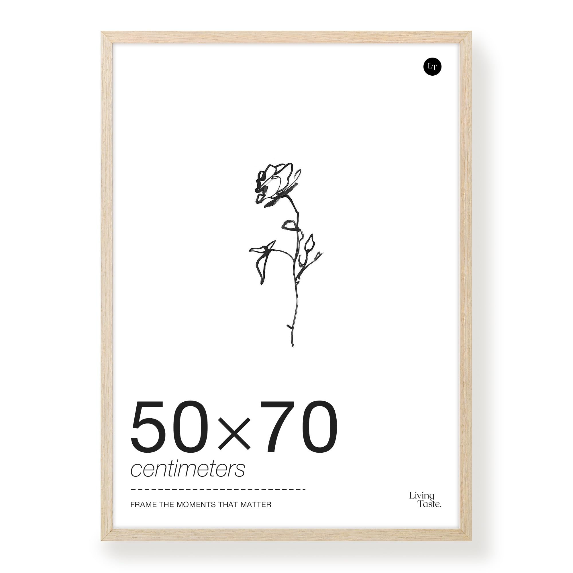 LIVINGTASTE 50x70cm Picture Frame, Wood Photo Frame, 1 Pack Natural Oak Finish Wall Frame with Acrylic Front, Ideal for Posters, Art Prints & Wall Art