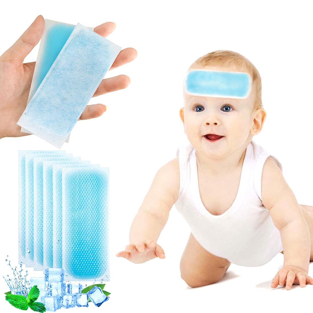 20 Sheets Cooling Patches for Fever Discomfort, Cooling Fever Reducer, Cooling Fever Relief Patches, Headache Pain Reducer for Kids, Adult