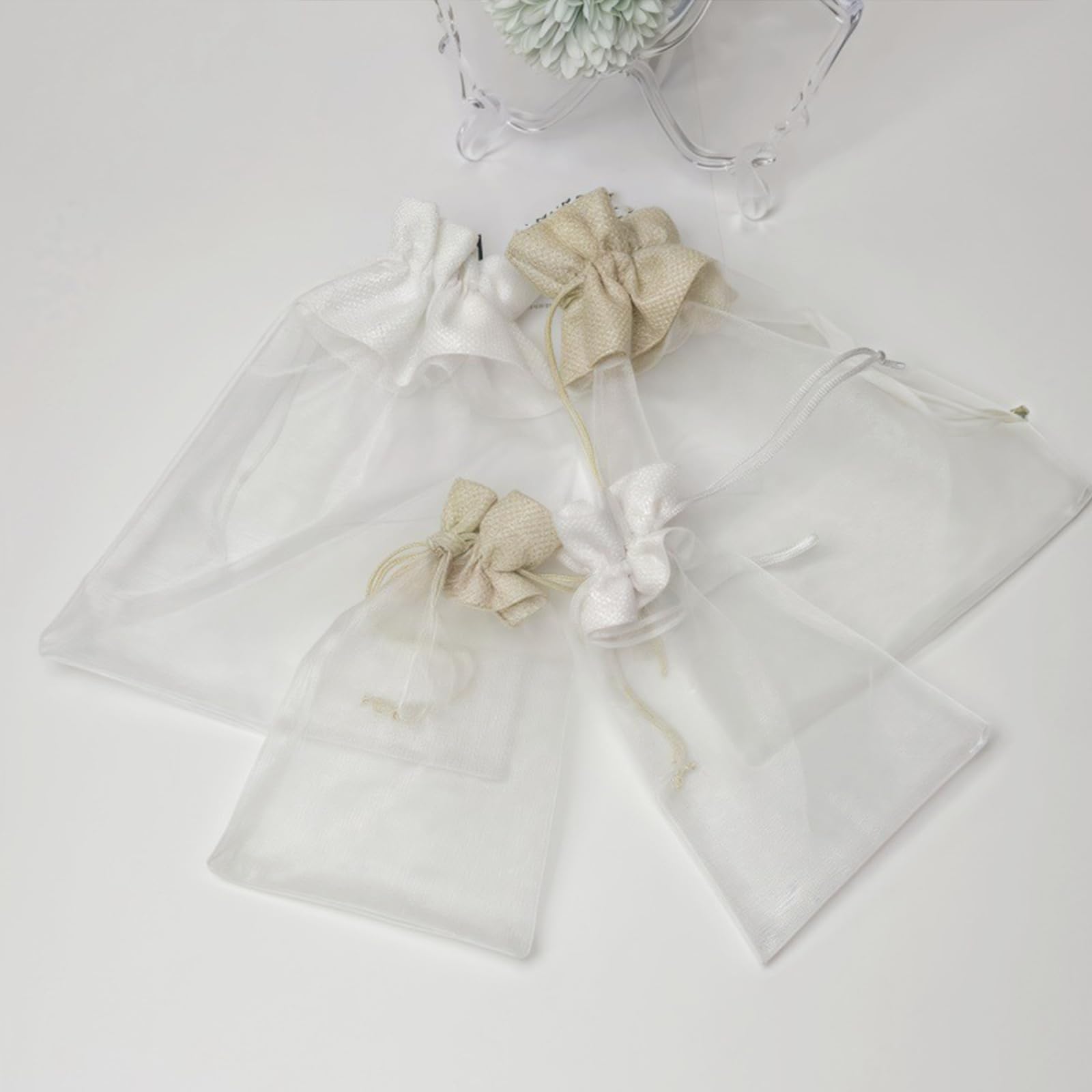 30 Stück Organzabeutel,Säckchen Mit Zugband,Jutebeutel Zum Befüllen,Wiederverwendbare Geschenksäckchen,Schmuckbeutel,Lavendelsäckchen,Für Schmuck,Hochzeiten,Partys Und DIY(15x20cm),Weiß